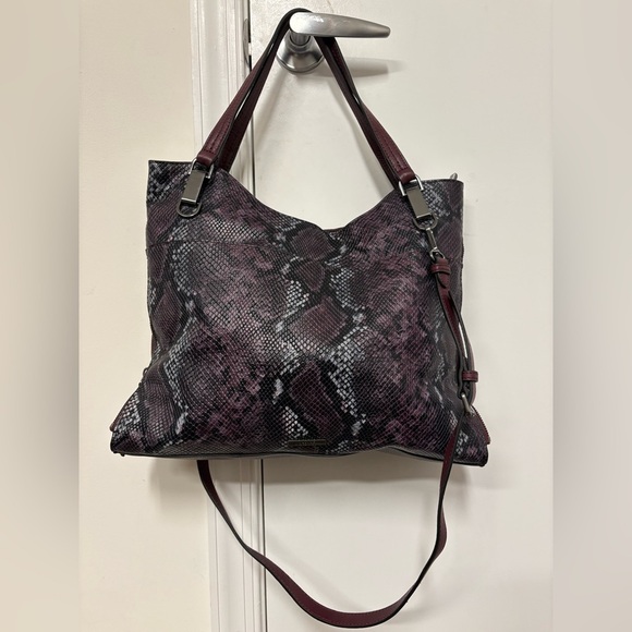 Vince Camuto Burgundy Snake Print Shoulder Bag - Picture 8 of 12